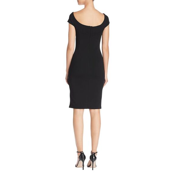 Aqua Womens Portrait Collar Twist-Front Dress Small Black - Picture 2 of 2